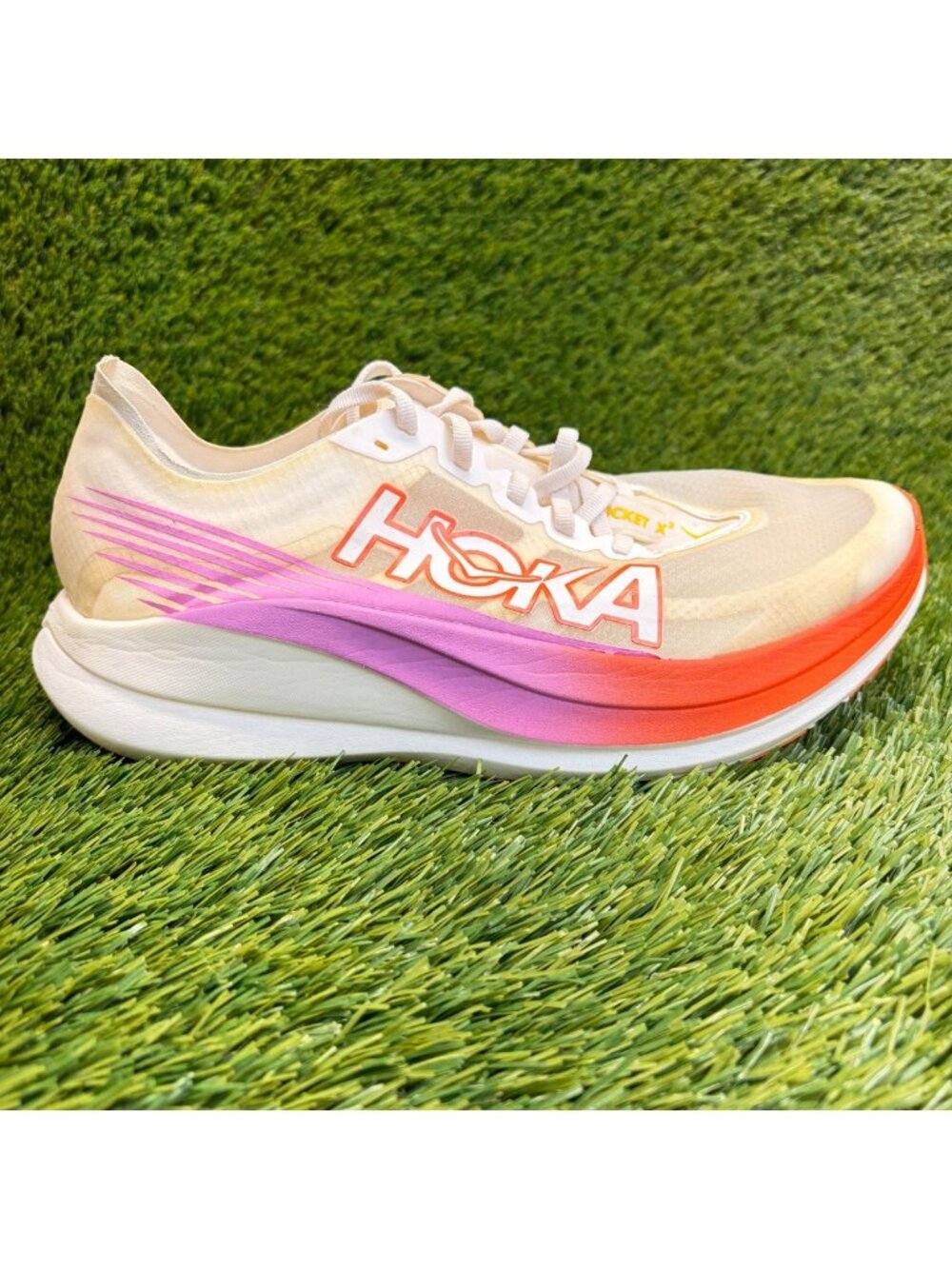 Hoka One One Rocket X 2 Mens Size 9 Women 10 Ivory Orange Running Shoes Sneakers